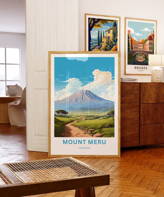 Mount Meru Travel Print - Mount Meru Poster, Tanzania Wall Art