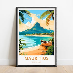 Mauritius Travel Print - Mauritius poster, Africa Wall Art, Framed present, Gift Africa Present