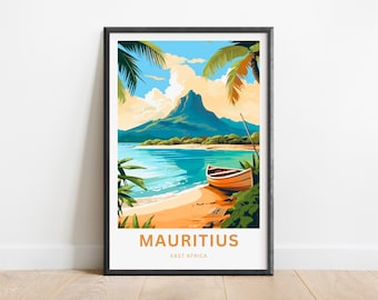 Mauritius Travel Print - Mauritius poster, Africa Wall Art, Framed present, Gift Africa Present