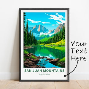 Personalized San Juan Mountains Travel Print - San Juan Mountains poster, Colorado Wall Art, Framed present, Gift Colorado Present