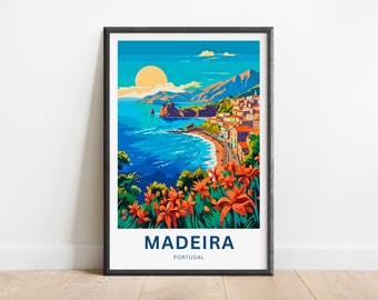 Madeira Travel Print - Madeira poster, Portugal Wall Art, Framed present, Gift Portugal Present