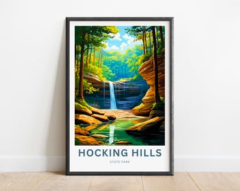 Hocking Hills Travel Print - Hocking Hills State Park poster, Florida Wall Art, United States Framed present, Gift Ohio Present