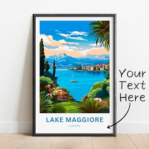 Lago Maggiore Reise Druck - Lago Maggiore Plakat, Italien Wandkunst, gerahmtes Geschenk, Geschenk Europa Geschenk