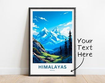 Personalized Himalayas Travel Print - Himalayas poster, Nepal Wall Art, Framed present, Gift Nepal Present