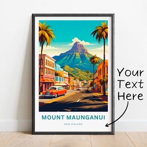 Personalized Mount Maunganui Travel Print - Mount Maunganui poster, New Zealand Wall Art, Framed present, Gift New Zealand Present