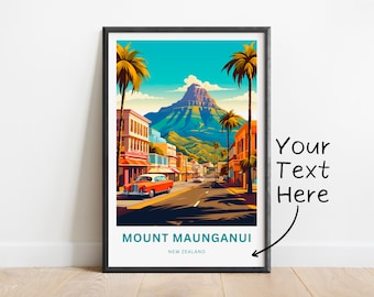 Personalized Mount Maunganui Travel Print - Mount Maunganui poster, New Zealand Wall Art, Framed present, Gift New Zealand Present