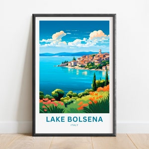 Lake Bolsena Travel Print - Lake Bolsena poster, Italy Wall Art, Framed present, Gift Italy Present
