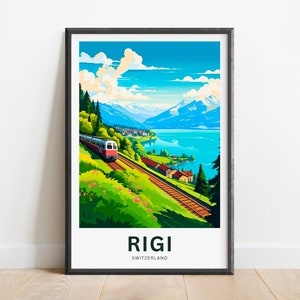 Rigi Travel Print - Rigi poster, Switzerland Wall Art, Framed present, Gift Switzerland Present, Queen of the Mountains