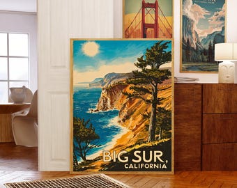 Big Sur Vintage Travel Poster - Big Sur Print, California Wall Art