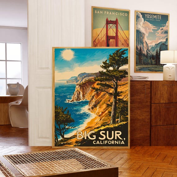 Big Sur Vintage Travel Poster - Big Sur Print, California Wall Art