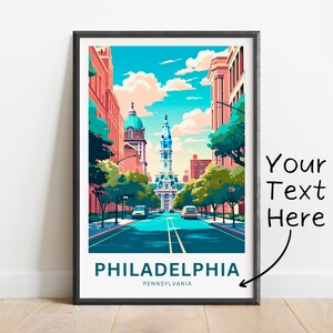 Personalized Philadelphia Travel Print - Philadelphia poster, Pennsylvania Wall Art, Framed present, Gift Pennsylvania Present