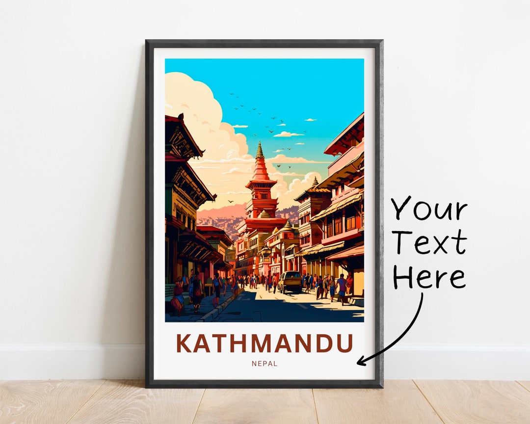 Personalized Kathmandu Travel Print Kathmandu Poster, Nepal Wall Art