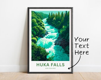 Personalized Huka Falls Travel Print - Huka Falls poster, New Zealand Wall Art, Framed present, Gift New Zealand Present