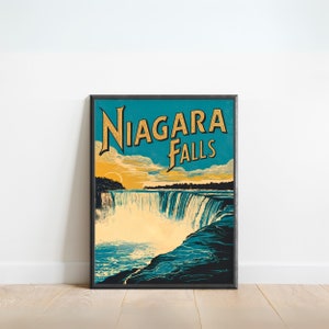 Niagara Falls Vintage Travel Poster - Niagara Falls Print, Canada Wall Art, Framed, Gift U.S. and Canada Present