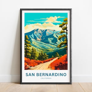 San Bernardino Travel Print - San Bernardino poster, California Wall Art, Framed present, Gift California Present
