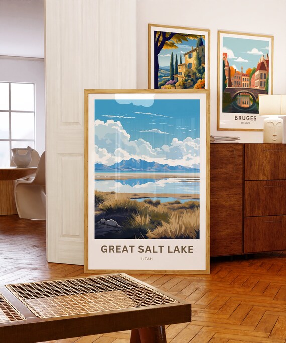 Great Salt Lake Travel Print - Great Salt Lake Poster, Utah Wall