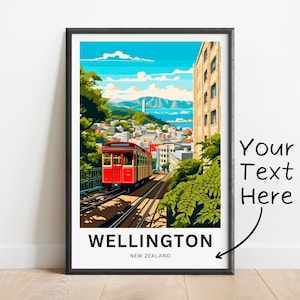 Personalized Wellington Travel Print - Wellington poster, Zealand Wall Art, Framed present, Gift Zealand Present