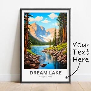 Personalized Dream Lake Travel Print - Dream Lake poster, National Park Wall Art, Decor, Framed present, Gift Colorado Present