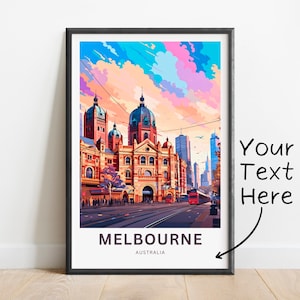 Personalized Melbourne Travel  Print - Melbourne poster, Australia Wall Art, Framed present, Gift Australia Present Decor
