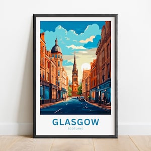 Glasgow Travel Print - Glasgow poster, Scotland Wall Art, Framed present, Gift Scotland Present