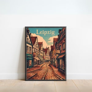 Leipzig Vintage Travel Poster - Leipzig Print, Germany Wall Art, Framed, Gift Germany Present