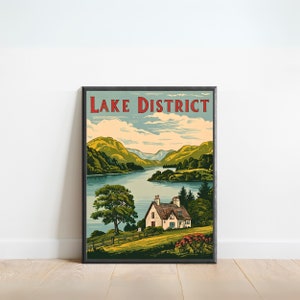 The Lake District Vintage Travel Poster - Lake District Print, Great England Wall Art, Framed, Gift England Present