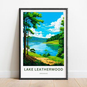 Lake Leatherwood Travel Print- Lake Leatherwood poster, Arkansas Wall Art, Framed present, Gift Arkansas, Custom text