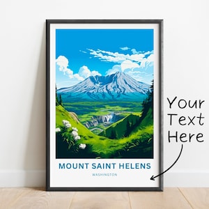 Impresión de viaje personalizada del Monte Santa Helena: póster del Monte Santa Helena, arte de pared de Washington, regalo enmarcado, regalo de Washington