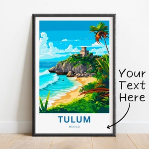 Personalized Tulum Riviera Maya Travel Print - Tulum poster, Mexico Wall Art, Framed present, Gift Mexico Present