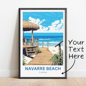 Personalized Navarre Beach Travel Print - Navarre Beach poster, Florida Wall Art, Framed present, Gift Florida Present