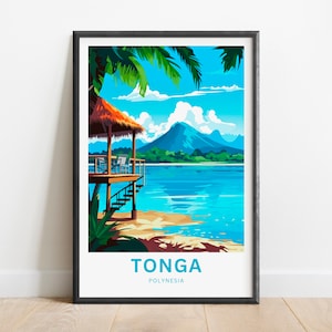Tonga Travel Print - Tonga poster, Polynesia Wall Art, Framed present, Gift Oceania  Present