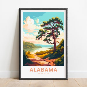 Alabama Travel Print - Alabama  poster, United States Wall Art, Framed present, Gift United States Present