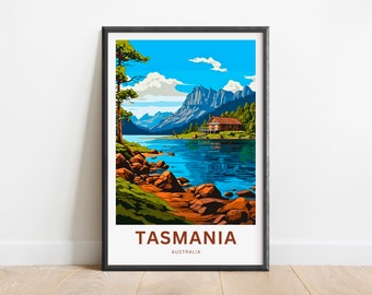 Tasmania Travel Print - Tasmania poster, Australia Wall Art, Framed present, Gift Australia Present