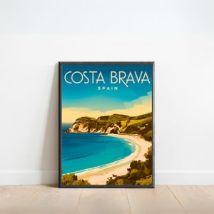 Costa Brava Vintage Travel Poster - Costa Brava Print, Spain Wall Art, Framed, Gift Spain Present