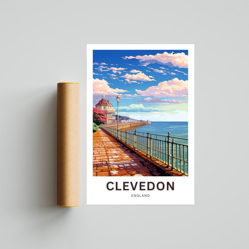 Clevedon Travel Print Clevedon Poster, England Wall Art, Framed Present
