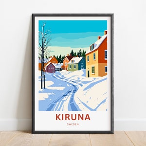 Kiruna Travel Print - Kiruna poster, Sweden Wall Art, Framed present, Gift Sweden Present
