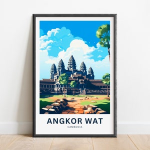 Angkor Wat Travel Print - Angkor Wat poster, Cambodia Wall Art, Framed present, Gift Cambodia Present