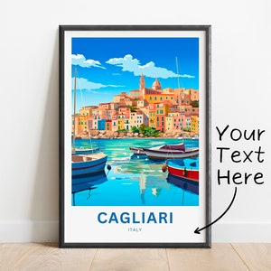 Personalized Cagliari Travel Print - Cagliari poster, Italy Wall Art, Framed present, Gift Italy Present