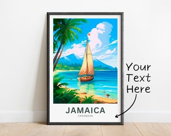 Personalized Jamaica Travel Print - Jamaica poster, Caribbean Wall Art, Framed present, Gift United States Present