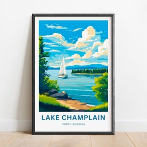 Lake Champlain Travel Print - Lake Champlain poster, North America Wall Art, Framed present, Gift United States Present