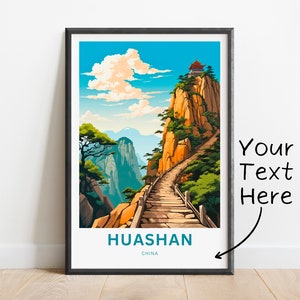 Personalized Huashan Travel Print - Mount Hua poster, China Wall Art, Framed present, Gift China Present, Custom Text