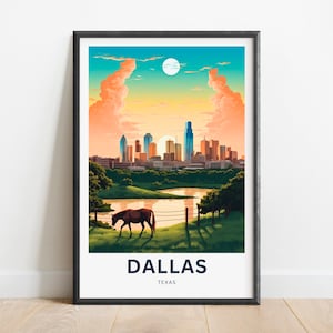 Dallas Travel Print - Dallas poster, Texas Wall Art, Framed present, Gift Texas Present, Customize Your Text