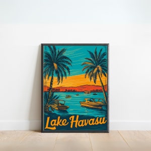 Lake Havasu Vintage Travel Poster - Lake Havasu Print, Arizona Wall Art, Framed, Gift Arizona Present