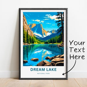 Personalized Dream Lake Travel Print - Dream Lake poster, National Park Wall Art, Decor, Framed present, Gift Colorado Present
