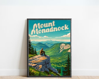Mount Monadnock Vintage Travel Poster - Mount Monadnock Print, New Hampshire Wall Art, Framed present, Gift New Hampshire Present