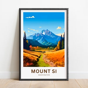 Mount Si Travel Print - Mount Si poster, Washington Wall Art, Framed present, Gift Washington Present