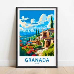 Granada Travel Print - Granada poster, Spain Wall Art, Framed present, Gift Spain Present