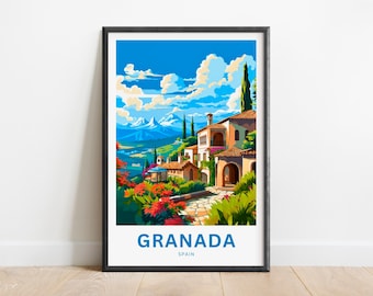 Granada Travel Print - Granada poster, Spain Wall Art, Framed present, Gift Spain Present