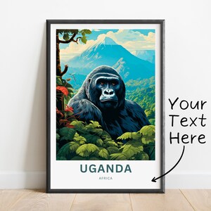 Personalized Uganda Travel Print - Uganda poster, Africa Wall Art, Framed present, Gift Africa Decor Present, Customize Your Text