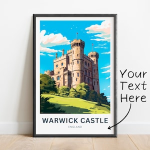 Personalized Warwick Castle Travel Print - Warwick Castle Lake poster, England UK Wall Art, Framed present, Gift England UK Present